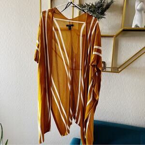 Forever 21 Contemporary mustard white cardigan shawl womens size large L